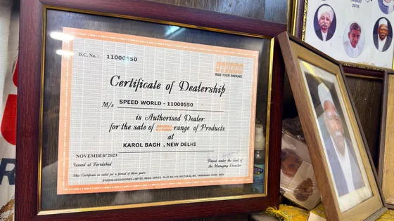 Studds Certificate of Dealership issued to Speed World